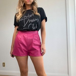 Missguided Pink Leather Shorts